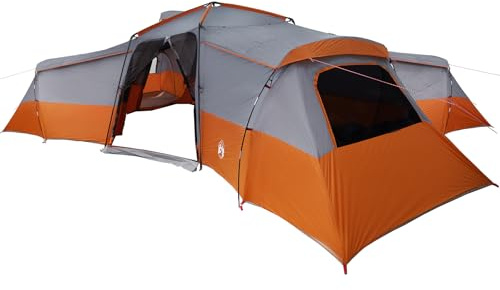vidaXL Familienzelt Grau und Orange 833 x 585 x 216 cm Polyester, Abenteuerzelt, wasserdicht, Robustes Design, Familiencamping, Outdoor-Unterkunft, wetterfestes Kuppelzelt