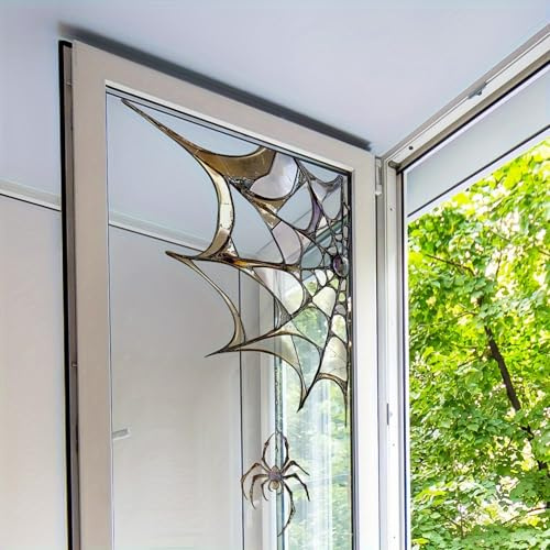 1 Sheet Halloween Spider Web Window Clings Scary Black Spider Window Stickers Large Spider Web Window Decals Double Sided Halloween Stickers for Home School Party Halloween Decorations Supplies