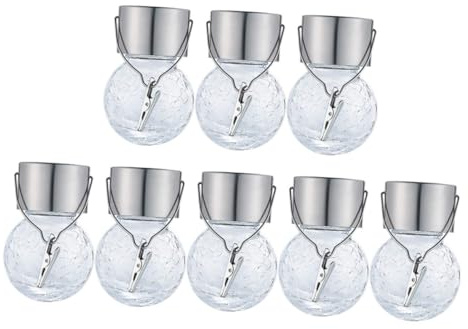 Operitacx Lampada Solare Da Esterno Palla Di Crepa in Vetro, Luce Da Giardino Senza Fili Maniglia Per Appendere, Set 8 Pezzi Per Patio, Veranda e Cortile