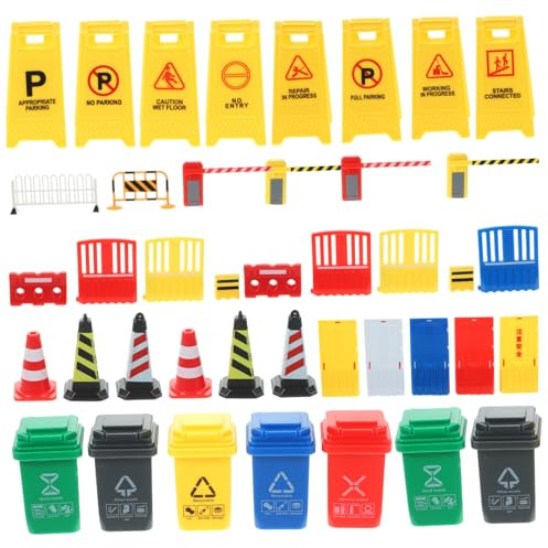 UPKOCH Modèles de Signaux de Circulation de Panneaux Routiers et Barricades Plastique pour Garçon Fille Apprentissage Sécurité Routière