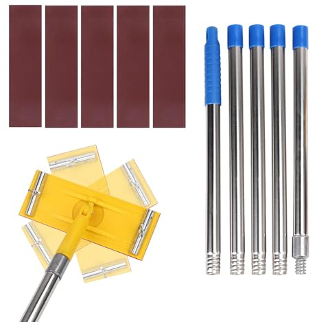 Heavy Duty Swivel Pole Sander Head, Wall and Ceiling Sanding with Extension Pole & 5PCS Sandpaper, for Fast, Productive Floor, Wall, and Ceiling Sanding