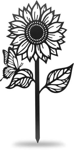 CUTHOLLOW Groß Sonnenblumen und Schmetterlinge Metall Pflanzenschilder | 30 CM Beetstecker für Draussen, Metal Gartenstecker für Blumentopf, Bauernhaus Gewächshaus Dekoration Lustige Gartendeko