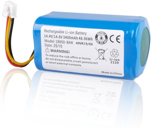 14,4 V 3400 mAh Batteria Compatibile con CECOTEC Conga 2299, Conga 2299 Ultra Home Vital X-Treme X, CECOTEC ICR18650-14, Create NETBOT S18, ETA Nico 2219, Trifo M662 Robot Aspirapolvere