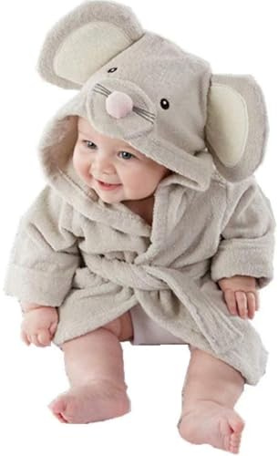 Albornoz para bebé, albornoz de algodón con capucha estilo ratón con orejas, bata absorbente cálida y agradable para la piel con lazo en la cintura, para el hogar, regalos de ducha, recién nacido