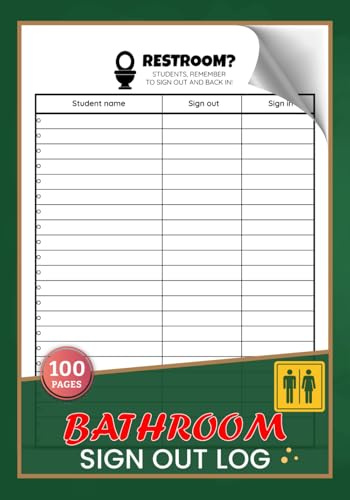Bathroom Sign Out Log: Daily Restroom Sign In Sheets for Teachers | 100 Pages