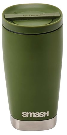 Smash Stainless Steel Twist & Lock Travel Coffee Mug 355ml/ 12 fl oz Olive | Double Wall | Lockable Lid | Stainless Steel