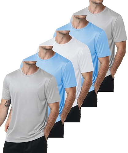 ZITY 5er Pack Rashguard UV Shirt Herren Kurzarm UPF 50+ Wassersport Shirt Badeshirt Schnelltrocknend Atmungsaktives Trainingsshirt Laufshirt Funktionsshirt
