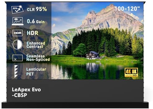 WUPRO LeApex EVO 100 Inch CLR Motorized Floor Rising Projector Screen for Ultra Short Throw Projector, 95% Ambient Light Rejecting ALR Screen, Daylight Viewable Indoor Outdoor Home Theater 4K/8K UHD