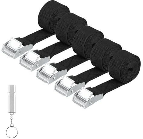 5pcs Courtes Sangle d'Arrimage, 20 mm x 2 m Sangle à Cliquet avec Serrage | Sangles de Serrage de Fixation, pour Porte-vélos, Moto, Voiture Bagage