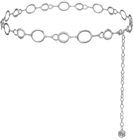 WERFORU Damen Gürtel Mode Taillengürtel Metall Kettengürtel Verstellbare Taillenkette Hüftkette für Kleider