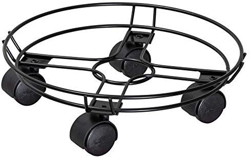WAGNER Pflanzenroller Black Edition Ø 30 x 9,5 cm I Kübelroller für Innenbereich I Blumenroller aus Stahl, schwarz beschichtet I Randbegrenzung I Tragkraft 60 kg - 20093301
