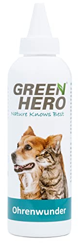 Green Hero Ohrentropfen 200 ml | Bei Ohrmilben und Entzündungen für Katze und Hund unterstützt die Ohrenpflege, den Regenerationsprozess der Haut | Mittel gegen Juckreiz bei Hefepilz & Ohrenentzündung