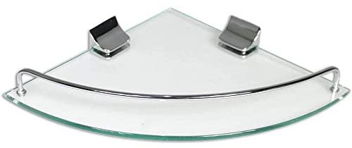Vetrineinrete® Mensola angolare per Doccia in Vetro Lucido Fissaggio a Muro con Viti portaoggetti a Parete ad Angolo portasapone bagnoschiuma arredo Bagno 52909 D22