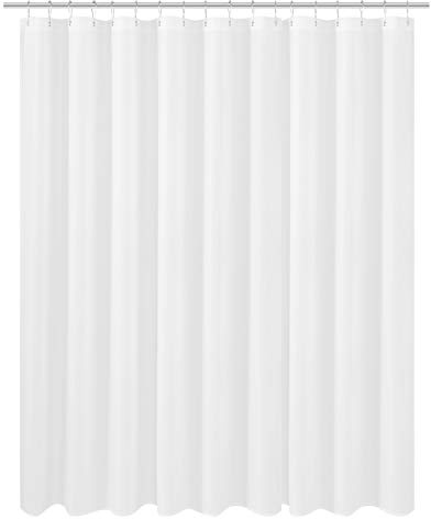 N&Y HOME Tenda da doccia extra larga in tessuto extra lungo, 274,3 x 213,4 cm, qualità alberghiera, lavabile, bianco, tende da bagno con occhielli, 274 x 84 cm