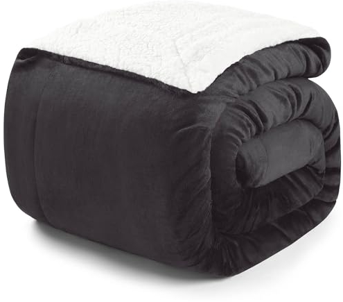 Blumtal Premium Sherpa Kuscheldecke flauschig 150x200 cm - Oeko-Tex zert. Sofa Decke mit Dicker Sherpa-Innenseite - super Flauschige Decke extra dick und wärmend - Plüschdecke - Anthrazit