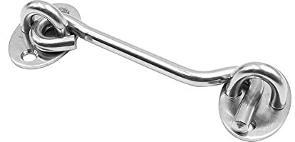 Shiwaki Gancio Antivento, Gancio per Finestra, Chiusura per Porta da granaio Solido 4 Pollici, Ideale per Porte scorrevoli, Bagno, Finestra (Argento)