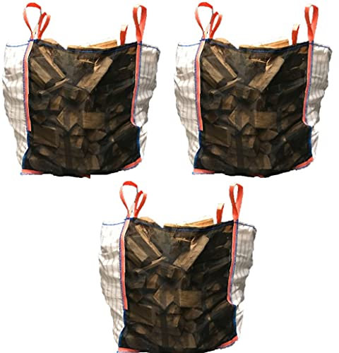 Bricoloco stor väska ventilerad för trä 90x90x90 cm. Multipurpose 160 gsm. Myggnät för ved. BigBag 4 förstärkta handtag 730 liter.