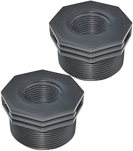 AERZETIX - Set di 2 Riduttori in Plastica Maschio/Femmina 2''x1'' con Fermo Interno per Avvitamento - Nipplo Ridotto 6 Bar