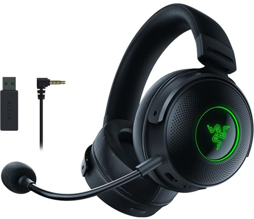 Razer Kraken V3 Pro HyperSense Wireless Gaming Headset with Feel Technology: Triforce Titanium 50mm Driver, THX Spatial Audio, HyperSpeed Wireless, Hybrid Fabric and