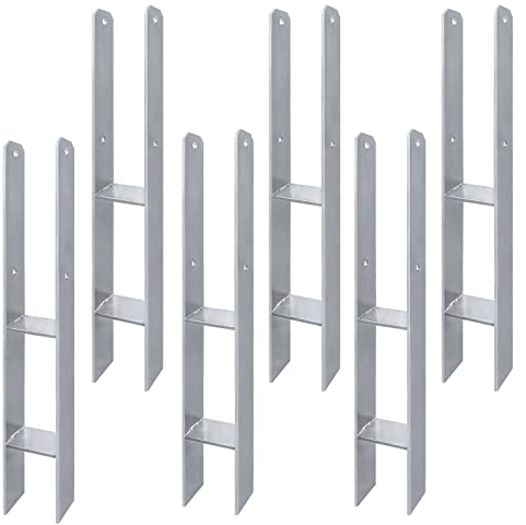 LARS360 6 Stück H-Pfostenträger H-Anker Pfostenanker Set in Stahl Ausführung 121x600mm, Materialstärke 5mm