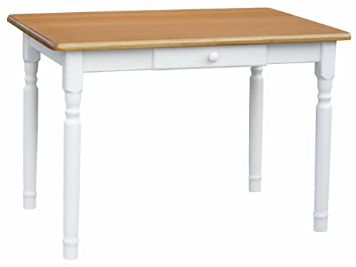 k koma Esstisch Küchentisch Tisch MASSIV Kiefer weiß Honig MIT SCHUBLADE - NEU Alder (70 x 70)