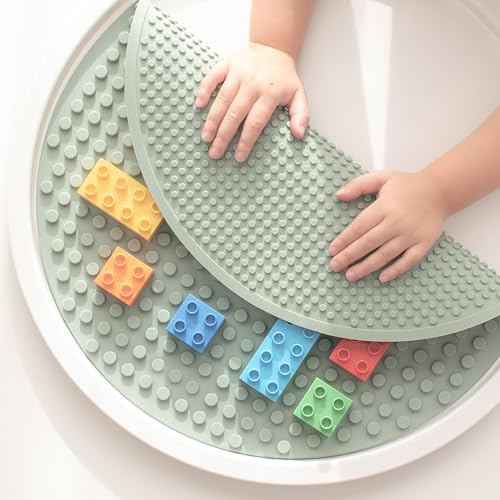 Inspire My Play - Tapete de Silicona para Bloques de construcción, Compatible con Las Principales Marcas de Bloques de construcción, Doble Cara, Accesorio PlayTray sensorial. - Verde