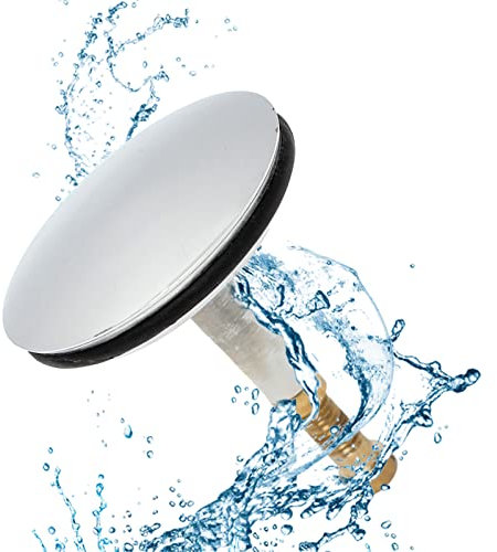 Bouchon de Vidange étanche Accessoire pour Baignoire,Bouchon Baignoire 43 mm,Bonde Baignoire Universel en Laiton,Lavabo,Cuisine,Douche,Surface Chromée Antirouille,Hauteur Vis Réglable 50-55 mm