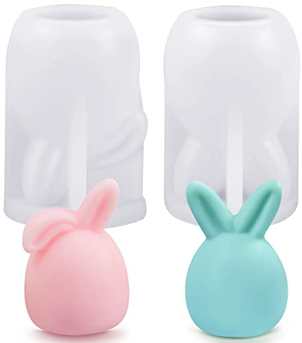 2 Stücke Ostern Kaninchen Silikonform,CZMAO Silikonform 3D Osterhase Silikonforms Kerzenformen Ostern Kaninchen für Tortendeko, Schokolade, Seife, Sojawachs Kerzen, Ostergeschenke