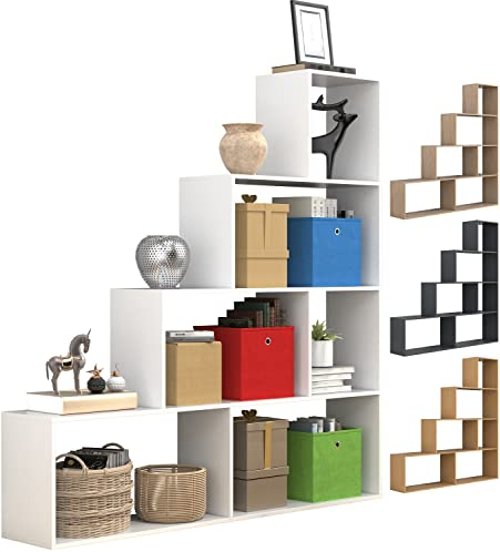 VCM Holz Stand Treppenregal Stufenregal Standregal Raumteiler Bücherregal Dubila L