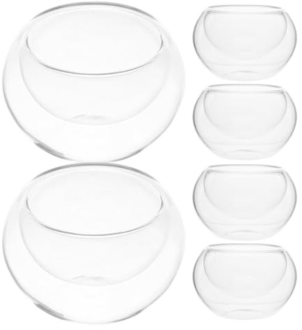 DOITOOL Set 6 Tazze Da Tè in Vetro Borosilicato Doppia Parete Isolamento Termico 2.56X2.56X1.57 Pollici Bicchieri Trasparenti Per Tisane Tè E Caffè Eleganti