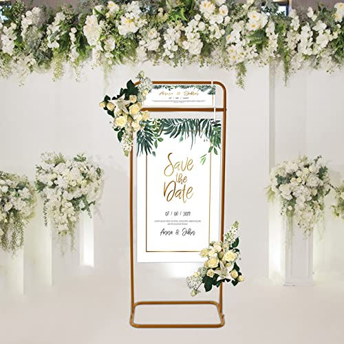 150 cm Hochzeit Zeichen Stand, Staffelei Ständer für Hochzeitsschild und Poster, Gold Willkommensschild Rahmen, Sitzplan Hochzeit Rahmen, Hochzeit Zeichen Floral Zeremonie Dekorationen