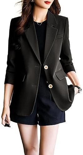 Blazer Damen,Damen-Blazeranzug Mit Langen Ärmeln, Fuchsia, Gekerbtes Revers, Lässige Strickjacke Mit Offener Vorderseite, Zwei Knöpfe Mit Schnalle Hinten, Stilvoller Mantel, Arbeitsanzug, Jacken,