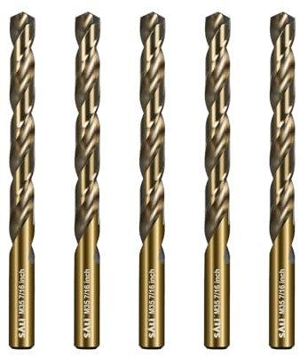 SALI 5 Stücke M35 HSS Cobalt Bohrer Set mit Spiralbohrer 11mm HSS-Co Stahlbohrer Eisenbohrer Metallbohrer Set für Holz, Metall, Kunststoff, Aluminium, Hartplastik, Edelstahl