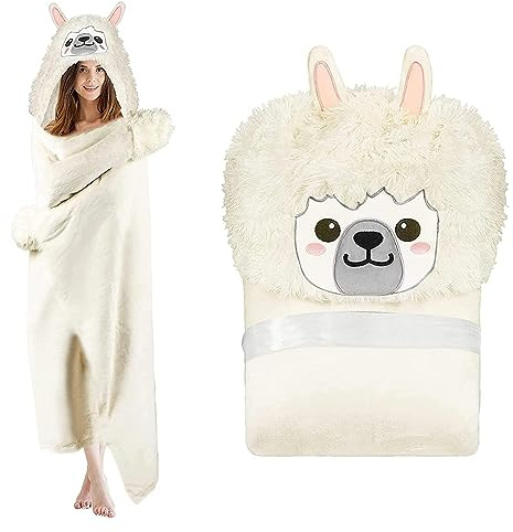 MZIEIU Alpaka Geschenk für Frauen-Sherpa Fleece Kuscheldecke mit ärmeln,Alpaka Decke mit Ärmeln Tragbare Decke zum Anziehen als Weihnachten Geburtstagsgeschenk für Frauen Damen