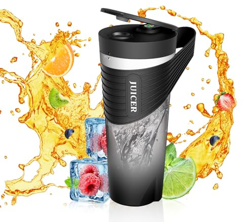 Tragbarer Mixer für Smoothies und Smoothies 4000 mAh Type-C 460 ml wiederaufladbarer persönlicher Mixer mit 6 scharfen Klingen Leistungsstarker 22000 U/m Entsafterbecher