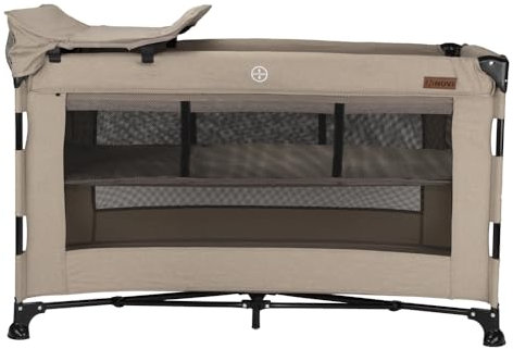 Novi Baby® Nora Campingbett, Reisebett, ab der Geburt bis zu 15 kg, Luftige Seitenwände, Tragetasche für einfaches Transportieren, Zusammenklappbar (Beige)