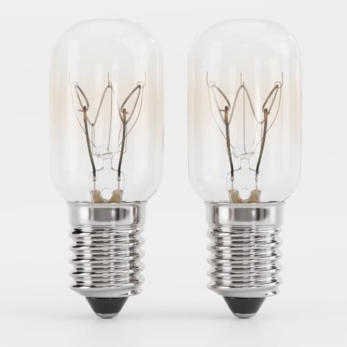 greate 2X Fridge Bulb 15W Screw E14 Warm White - Fridge Bulbs for Sewing Machine, Salt lamp, Freezer, Refrigerator - Sewing Machine Bulb 15W Screw with T22, 90 Lumens & 2700K - Fridge lamp