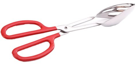 1Pc Antiskid Stainless Steel Food Tongs with PVC Handle - Versatile Kitchen Clip for Salad Bread and Buffet Serving