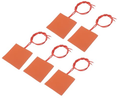 sourcing map Packung mit 5 Stück Silikon-Heizmatte für konstante Temperatur | 12V 7,5W Heizfolie Flexible Heizplatte 50mmx50mm Heizmatte