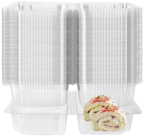 MAHIONG 100 Pieces 7.3 Inch Cake Slice Boxes, Individual Cake Boxes for Cake Portions, Clear Cupcake Box with Lids, Plastic Food Container for Muffin, Cheese, Hamburger