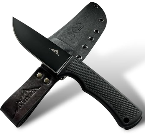 SK Wild Ones® Outdoor Messer Survival - Jagdmesser Feststehende Klinge - Survival Messer Outdoor Echtleder Kydex Dangler - EDC-Messer Outdoormesser Feststehend - Aus 440 C Edelstahl - Midnight - Bragi