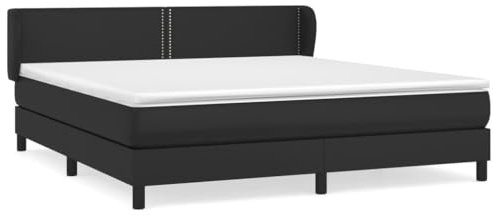 ZQQLVOO Bed Frame Lattenrost Palettenbett Bodenbett Boxspringbett mit Matratze Schwarz 160x200 cm Kunstleder