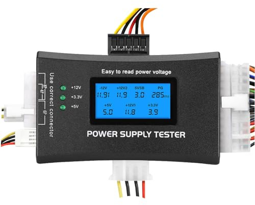 Netzteil Tester ATX Netzteil Tester für PC, 20/24 4/6/8 Pin | 1.8'' Digitaler LCD Bildschirm mit Summer Alarm, für ATX/BTX/ITX/TFX/IDE/HDD/SATA/BYI-Anschlüsse
