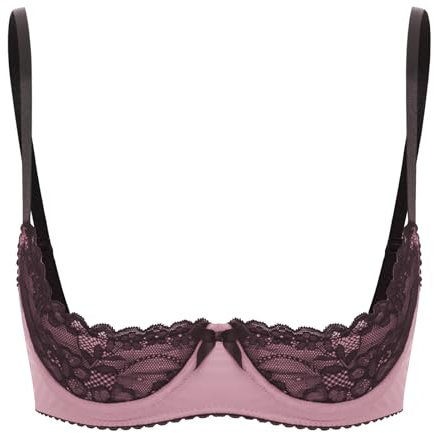 Sywiyi Dam bystlyft öppen bröst sexig push up bh spets lyftbehå med bygel underkläder underkläder sexiga underkläder, ROSA, M
