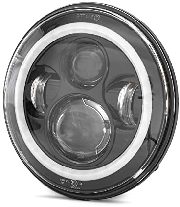 LED Scheinwerfer 7 kompatibel mit Harley Davidson mit E-Prüfzeichen DRL FS7 sw
