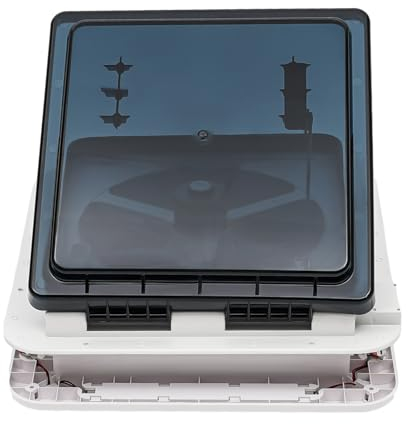 28*28cm RV Dachluke, Dachfenster, Dachhaube, Wohnwagen Entlüftung Dachhaube Auspuff Dachluke mit LED Licht & Leiser Abluftventilator, Luke Dachlüfter Lüfter für Wohnmobil, Caravan