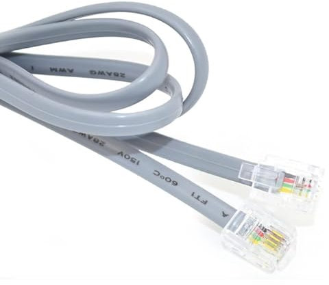 RUITEXUN Cavo Telefonico, Cavo Telefonico da 5 piedi/1,5 m Cavo telefonico RJ11 6P4C maschio-maschio per telefono, modem, fax, telefono fisso (Grigio)