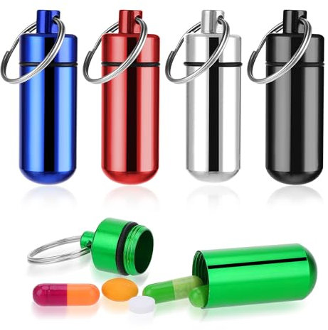 Qianyu 5 Stück Tragbare Pillendosen Wasserdicht Aluminium-Organizer Kleine Pillenbox für die Tasche Mehrfarbig Mini-Medikamentenhalter Aufbewahrungsbehälter für Pillen Outdoor-Camping Reisen