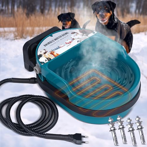MOGOULUA Beheizter Wassernapf für Hunde Wasserschale Tränkebecken Wandmontierte 2.3L Automatische Füllen Wassertränke für Haustiere mit Schwimmerventil
