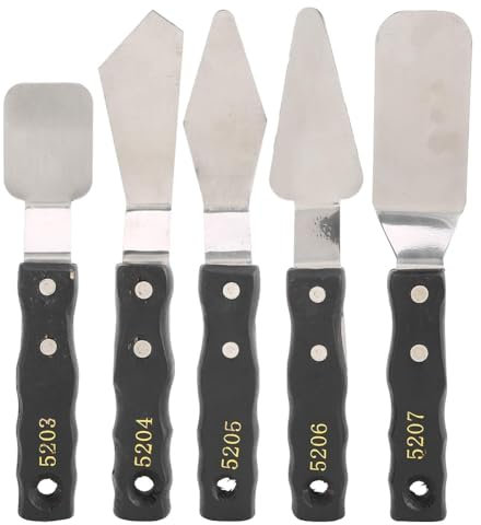 Goorvoucs 5-Teiliges Malmesser-Set Aus Edelstahl, Spachtelpalettenmesser zum Mischen Von Öl, Leinwand und Acryl, Geeignet für Künstler